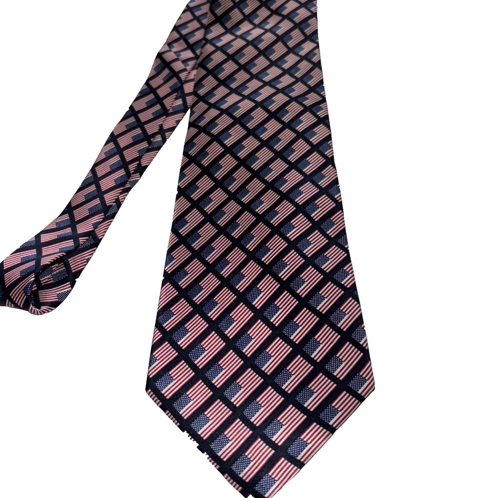 NWT Stonehenge x Jimmy V Mens 100% SILK American FLAG Design Neck Tie Patriotic